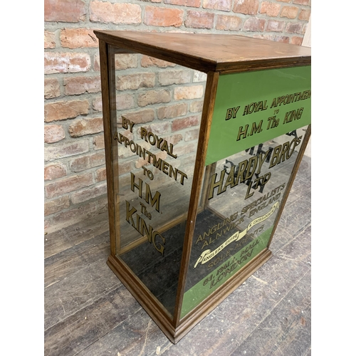 1185 - Angling Interest - Hardy Bros 1910 shop counter display cabinet, with hand painted glass panels 'To ... 