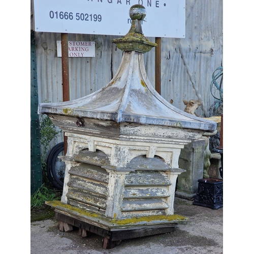 1125 - Impressive antique cupola with louvered sides and lead lined roof, H 215cm x W 122cm