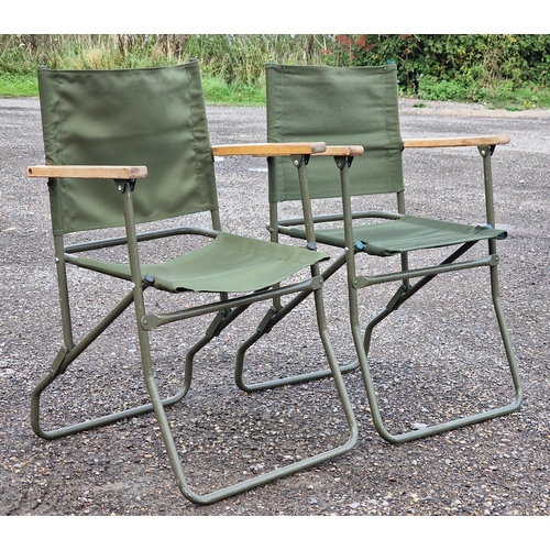 1144 - Pair of vintage military folding deck chairs, H 88cm (2)