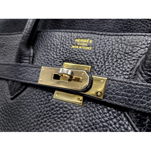 295 - Hermès Birkin 35 Graphite Clemence Leather with gold coloured hardware (AF)