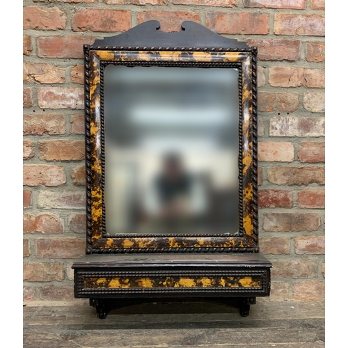 1429 - Good Regency painted faux tortoiseshell framed mirror, with candle box, 106cm x 62cm