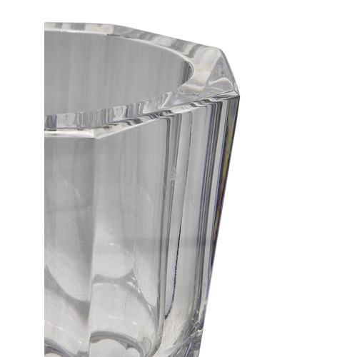 474 - Vintage Baccarat crystal glass octagonal Edith vase, stamped to base, boxed, H 25cm x D 16cm