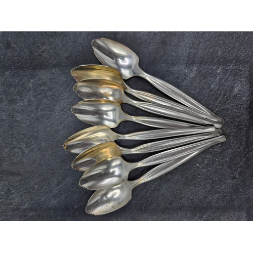 222 - Mixed silver - Cased set of six Albany handle teaspoons, silver handled bone salad servers, six silv... 