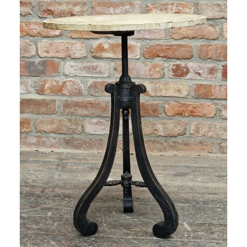 1386 - Antique Scandinavian style occasional table raised on a scrolled tripod base, H 70cm x diameter 51cm