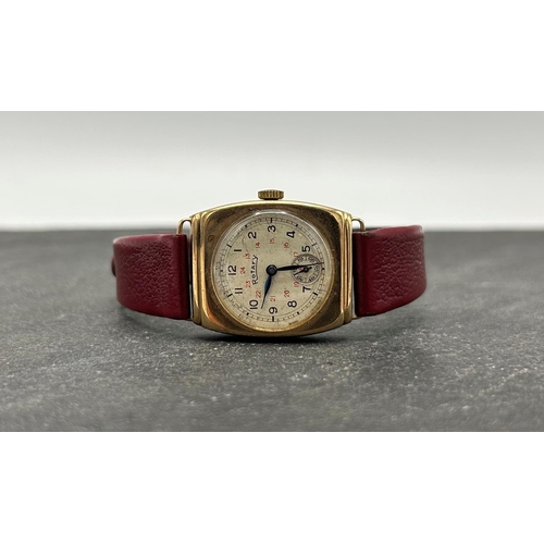 7 - Vintage Rotary 9ct dress watch, 24mm case, cream dial with Arabic numerals and subsidiary second dia... 