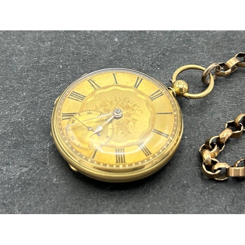 9 - Jacob Eames of Bath 18ct fusee pocket watch, 45mm case, engraved gilt dial with subsidiary second di... 