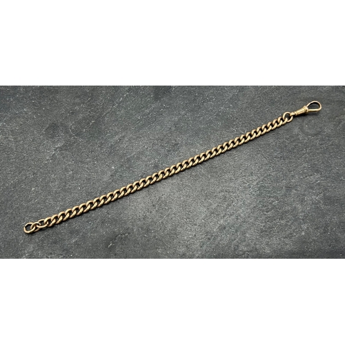 111 - 9ct rose gold curb link Albert chain, 21cm long, 19.1g