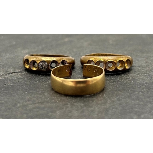 116 - Three 18ct rings, 9g (af)