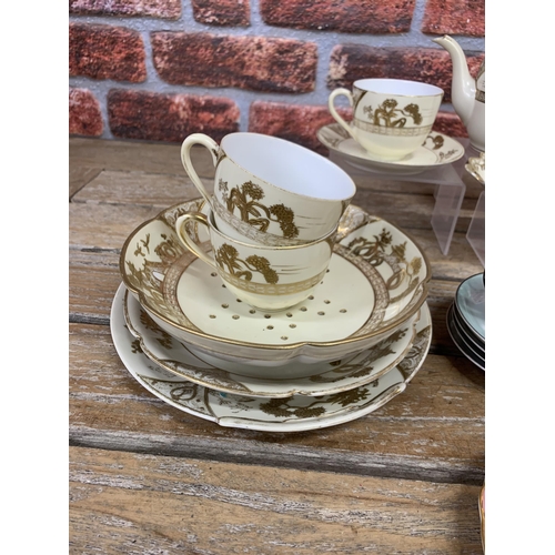 488 - Noritake gold gilt tea service with additional Noritake and Aynsley cups and saucers