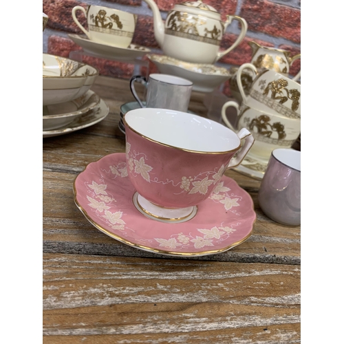 488 - Noritake gold gilt tea service with additional Noritake and Aynsley cups and saucers