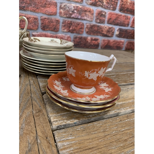 488 - Noritake gold gilt tea service with additional Noritake and Aynsley cups and saucers