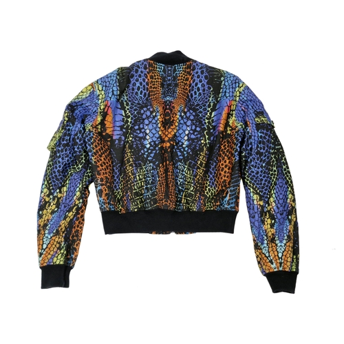 73 - MCQ Alexander McQueen multi-coloured snakeskin pattern cotton bomber jacket, likely size S