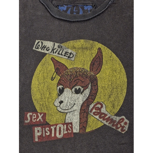 77 - Amplified Vintage Sex Pistols 'who killed Bambi' grey t shirt, size L