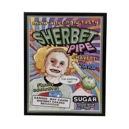 1401 - Darren Cullen (1983-) 'Sherbet Pipe' print, purchased in Banksy's Dismaland, 46cm x 34cm, framed