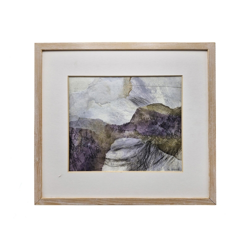 1443 - Sue Conrad (20th/21st Century) - rock formations, mixed media, signed, 30 x 35cm, framed