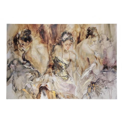 1446 - Anna Razumovskaya (Russian, Contempory) - Dancers, signed verso, limited 20/50, hand finished textur... 