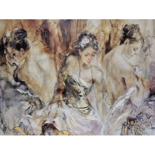 1446 - Anna Razumovskaya (Russian, Contempory) - Dancers, signed verso, limited 20/50, hand finished textur... 