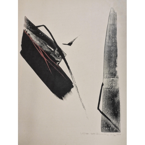 1448 - Toko Shinoda (1913-2021, Japanese) - 'Listen', signed, 3/50 lithograph, 67 x 52cm, framed