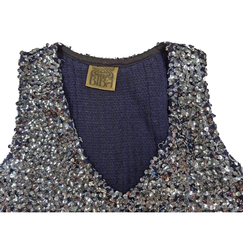 79 - Vintage Biba blue sequin crop top