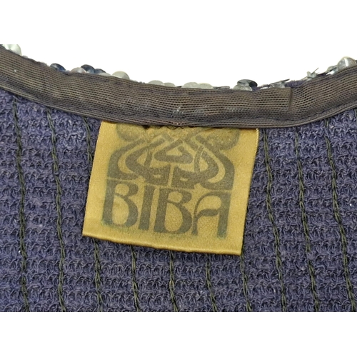 79 - Vintage Biba blue sequin crop top