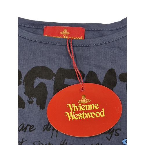 81 - Vivienne Westwood 'Urgent' long sleeved grey t shirt, red label, size S, BNWT