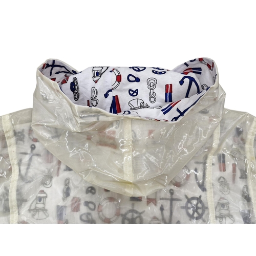 87 - Gucci plastic rain coat with nautical anchor, life ring and ships wheel pattern, size 52, BNWT