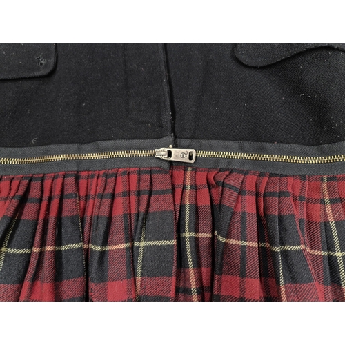 90 - Alexander McQueen black jacket and tartan skirt one piece, moth damage to skirt