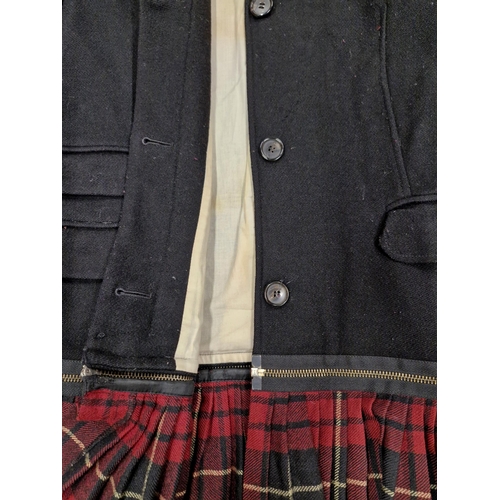 90 - Alexander McQueen black jacket and tartan skirt one piece, moth damage to skirt