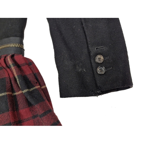 90 - Alexander McQueen black jacket and tartan skirt one piece, moth damage to skirt