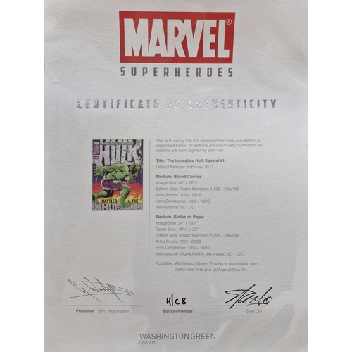 493 - A Marvel Superheroes limited-edition print 'The Incredible Hulk Special #1' giclée on boxed canvas, ... 