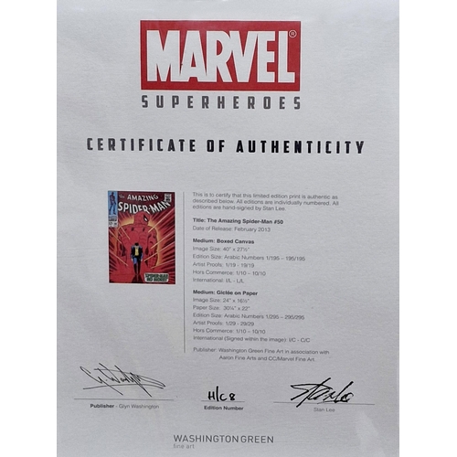 494 - A Marvel Superheroes limited-edition print 'The Amazing Spider-Man #50' giclée on boxed canvas, arti... 