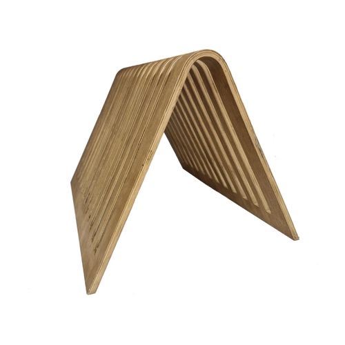 1163 - Vintage Habitat bent plywood beech veneer magazine rack / vinyl record holder, 40cm x 27cm