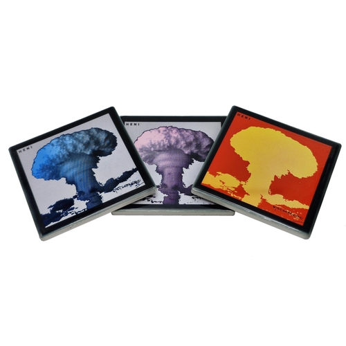 1598 - Quantity of Brian Clarke 'A Great Light' nuclear explosion ceramic coasters, retailed by Henri, 10cm... 