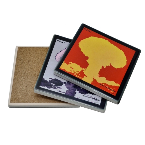 1598 - Quantity of Brian Clarke 'A Great Light' nuclear explosion ceramic coasters, retailed by Henri, 10cm... 