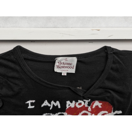 72 - Vivienne Westwood - 'I am Not A Terrorist Please Don't Arrest Me', t-shirt, size medium, framed