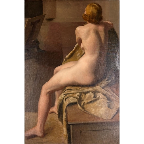 1455 - John Dickson Batten (1860-1932) - Nude portrait, inscribed Batten to plaque mount and twice verso, a... 