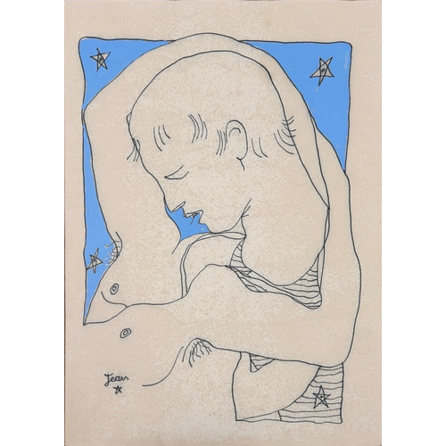 1458 - Jean Cocteau (1889-1963, French) - Etude pour le livre blanc, signed, mixed media, 41 x 30cm, unfram... 