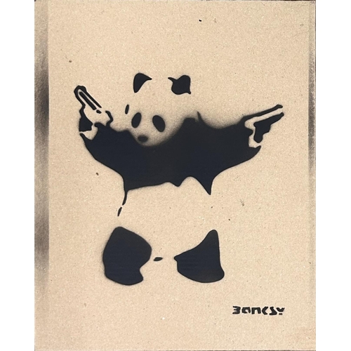 1405 - Banksy (b. 1974) - 'Panda with Guns', signed, inscribed verso 'Enjoy your free art, Banksy is Dismal... 