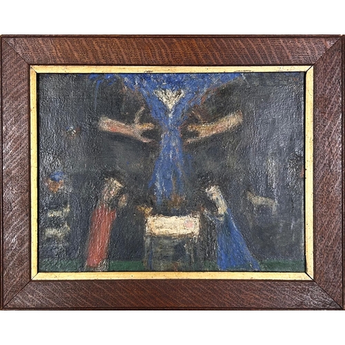 1463 - H A K Boyd (20th century) - Nativity scene, unsigned, oil on canvas, 30 x 40cm, framed