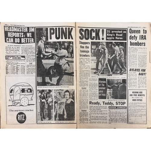 37 - Daily Mirror - 'Punk Rock Punch Up', August 1977, inside feature on the punk rock wars