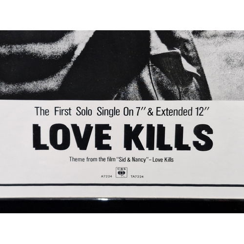 17 - Joe Strummer - 'Love Kills', promotional poster, 61 x 44cm, framed