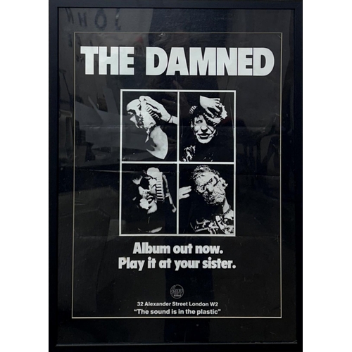 50 - The Damned - 'Album Out Now. Play It At Your Sister.', promotional poster, 59 x 43cm, framed