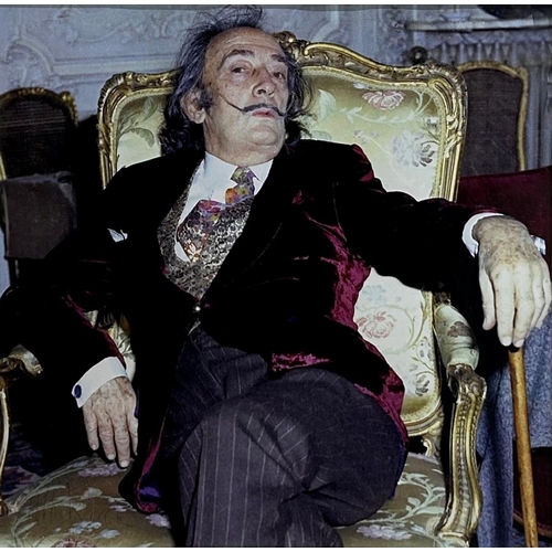 1488 - Allan Warren (b. 1948) - Portrait of Salvador Dali taken in Hotel Meurice Paris, signed, photograph,... 