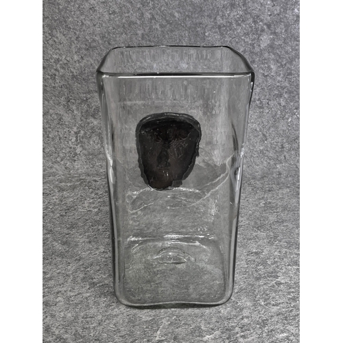 1574 - Erik Hoglund style Square vase with face, 25cm high