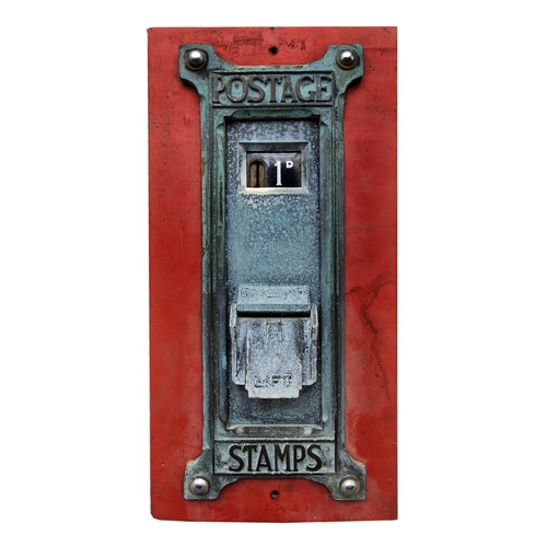 1076 - Vintage postage stamp dispenser plaque, 46cm x 22cm