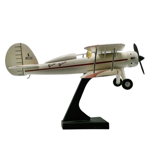 1594 - Scratch built wooden 'Gloster Gladiator' biplane fighter on wooden stand, H 24cm x W 40cm