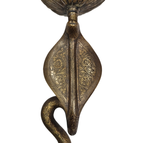 1126 - Anthony Redmile - serpent brass and ostrich egg wall sconces, attributed to, H 95cm