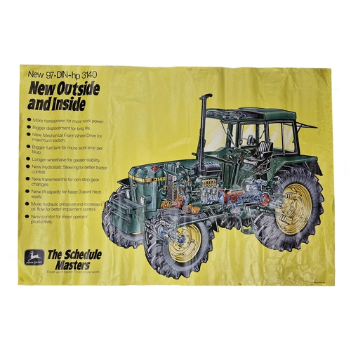 1027 - Vintage John Deere tractor advertising poster, depicting the internal structure of Model 3140 tracto... 