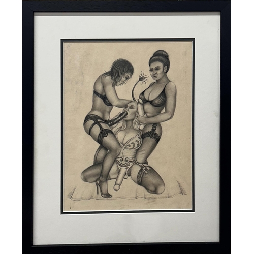 1495 - W Ahaspher (20th century) - Erotic study, signed and dated 1930, Paris, graphite, 31 x 24cm, framed