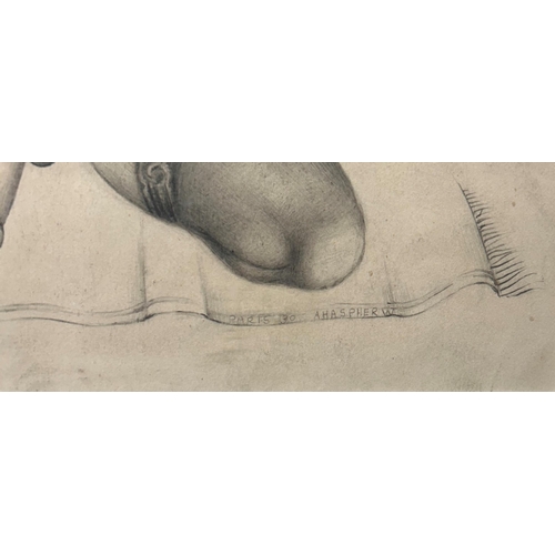 1495 - W Ahaspher (20th century) - Erotic study, signed and dated 1930, Paris, graphite, 31 x 24cm, framed